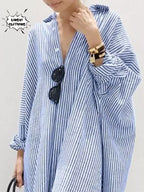 Robe chemise à rayures longue et ample