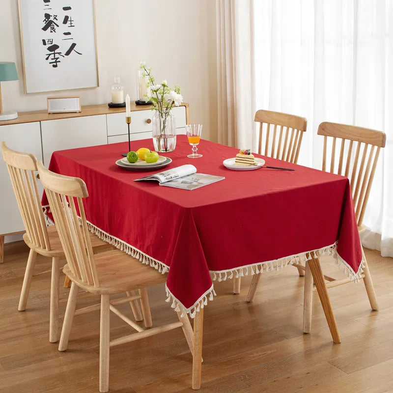 Nappe en Coton avec Pompons Style Bohème - 9 Couleurs & 12 Tailles