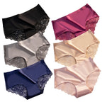 Lot de 6 Culottes en soie glacée invisibles avec dentelle