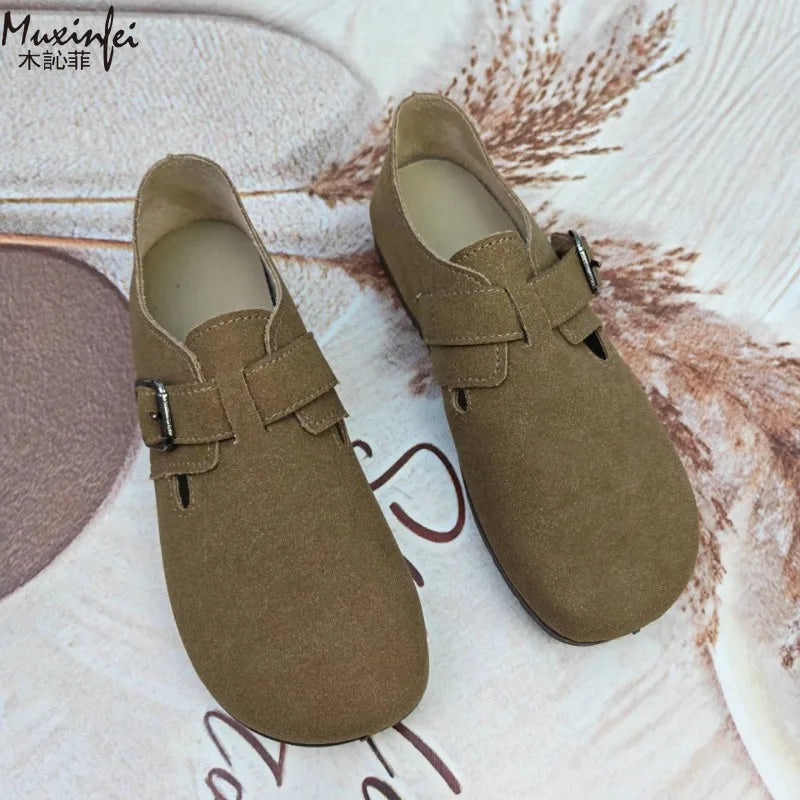 Chaussures Sabots en Daim Antidérapante à Boucle