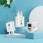 Chargeur USB 2 en 1 20W à Affichage Numérique - Charge Rapide 3.0