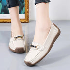 Mocassins plats en cuir PU avec bijoux argentés