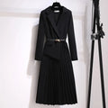 Robe 2 en 1 avec Ceinture Veste Tailleur et Jupe plissée