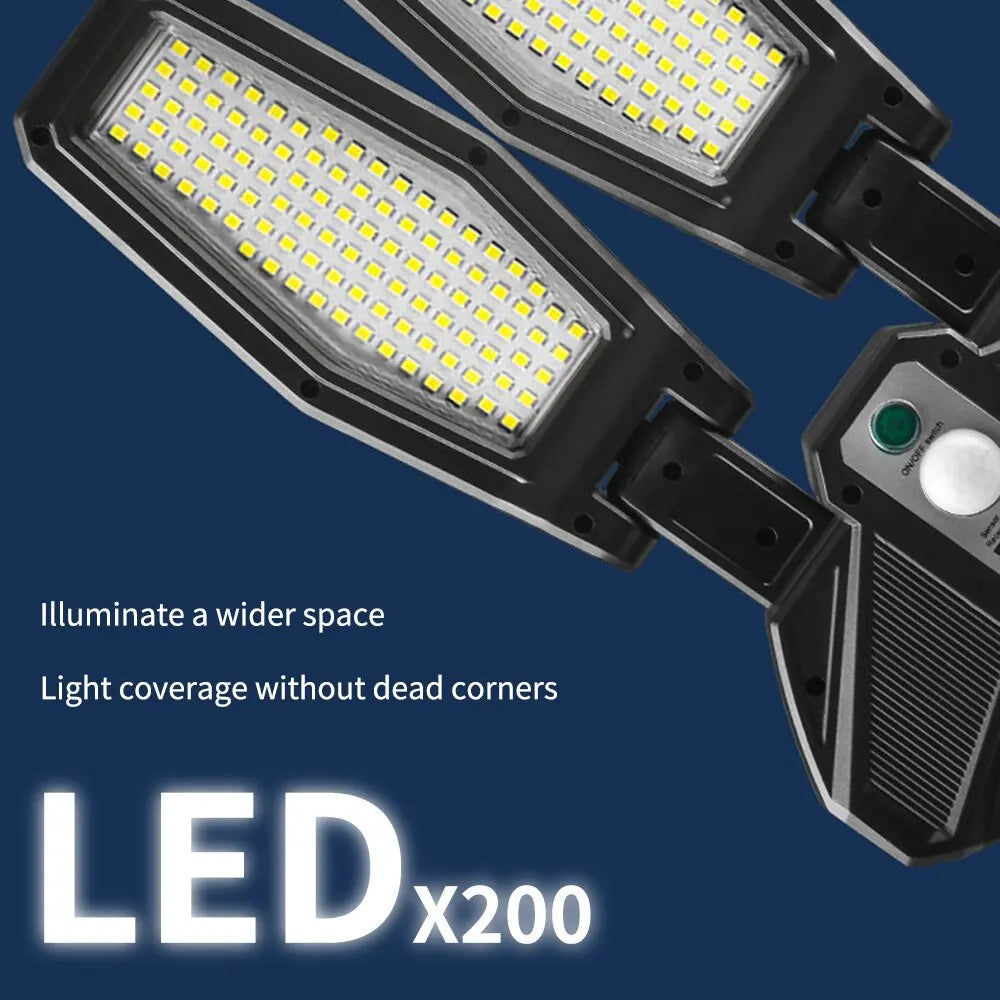 Lampe solaire extérieure double 200 LED - Dectection des mouvements