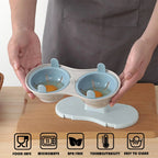 Cuiseur à 2 Œufs Pochés pour Micro-Ondes – Double Compartiment, Paniers Égouttoirs Amovibles & Poignées – Cuisson Rapide