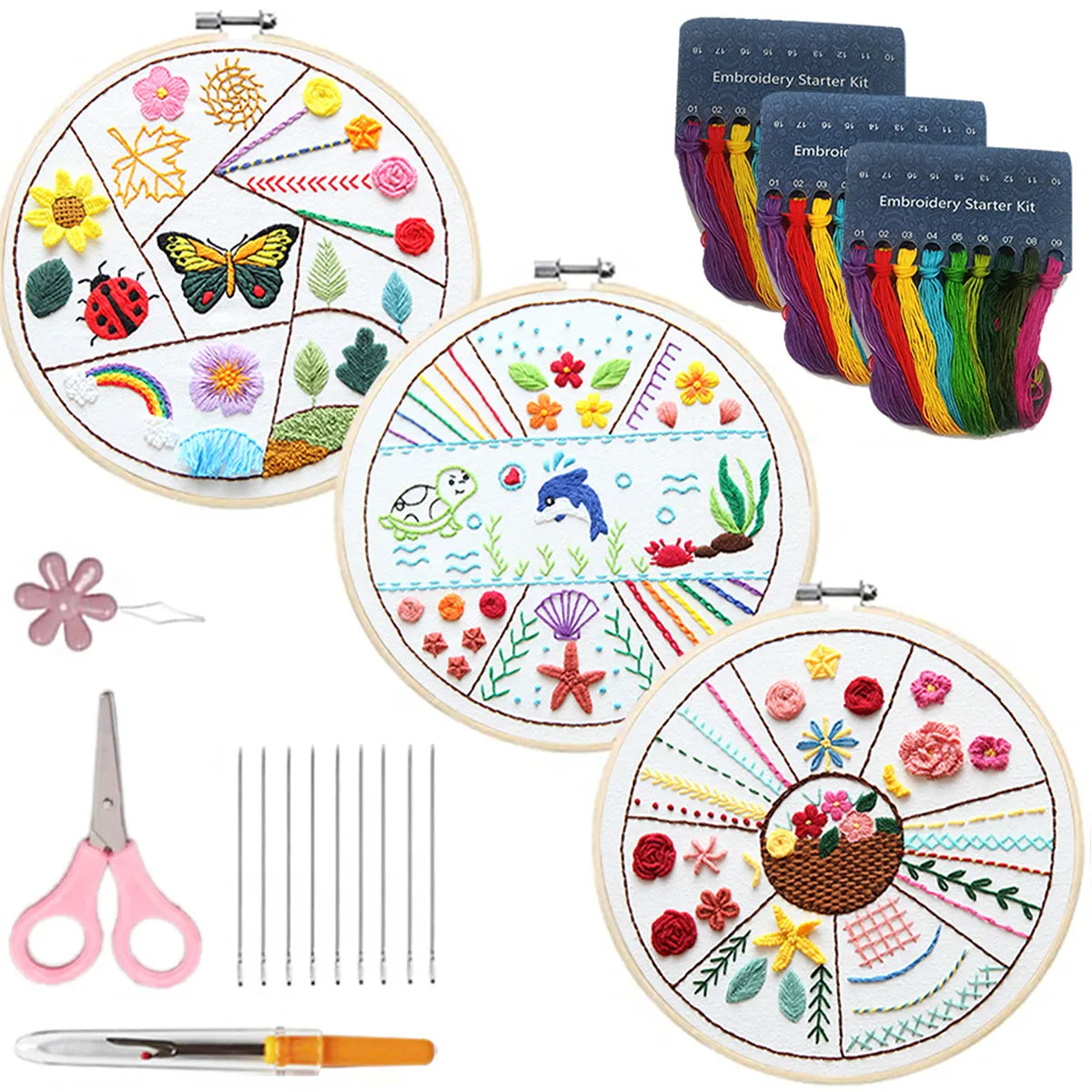 Pratique de point de broderie en Bambou - Kit complet 19 pièces