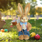 Lapin de Pâques Décoratif en Paille Tissé 35CM