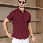 Chemise Unie Coupe Moderne pour l’Été – Homme