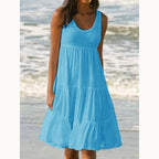 Robe mi-longue à bretelles dos nu fendue — femme