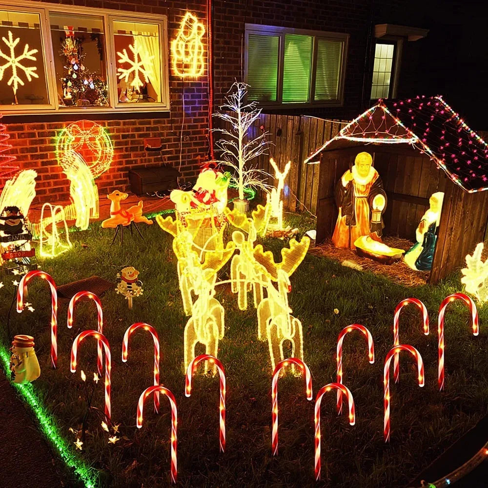 5PCS Sucre d'Orge LED 8 Modes - Décoration Lumineuse de Noël
