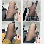 Collant d'hiver doublé polaire à motif pois ou cœur