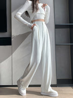 Pantalon décontracté ample taille haute