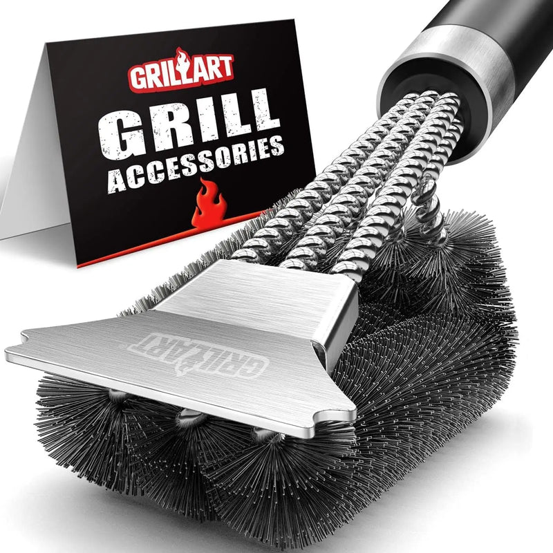 Brosse de Nettoyage BBQ 3 en 1 avec Grattoir