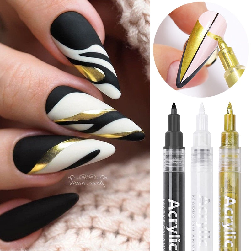 Stylo marqueurs Nails Art pour manucure - 12 couleurs