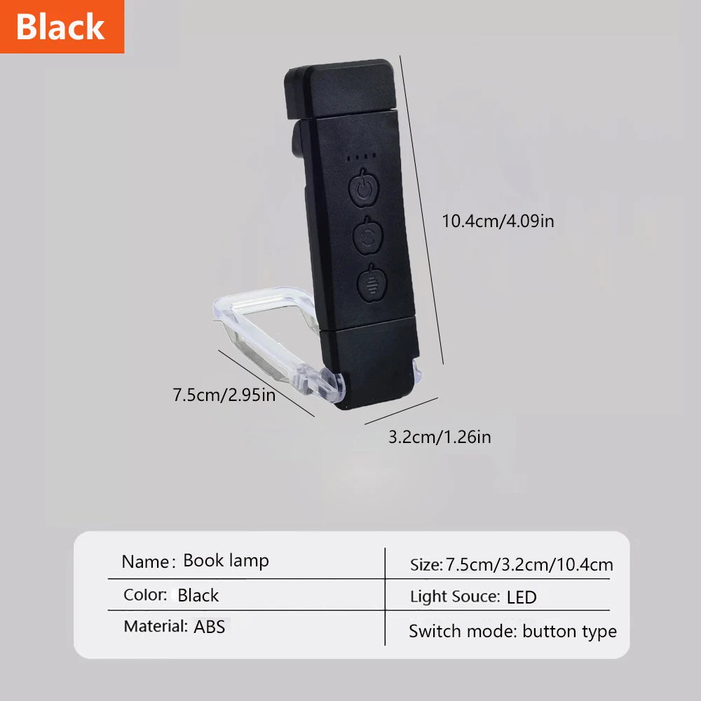 Mini Lampe à Clip de Lecture Portable - 3 Lumières + 5 Intensités