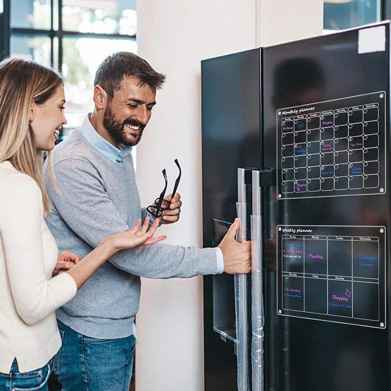 Calendrier Magnétique Planificateur Mois & Semaine en Acrylique + Feutres OFFERTS