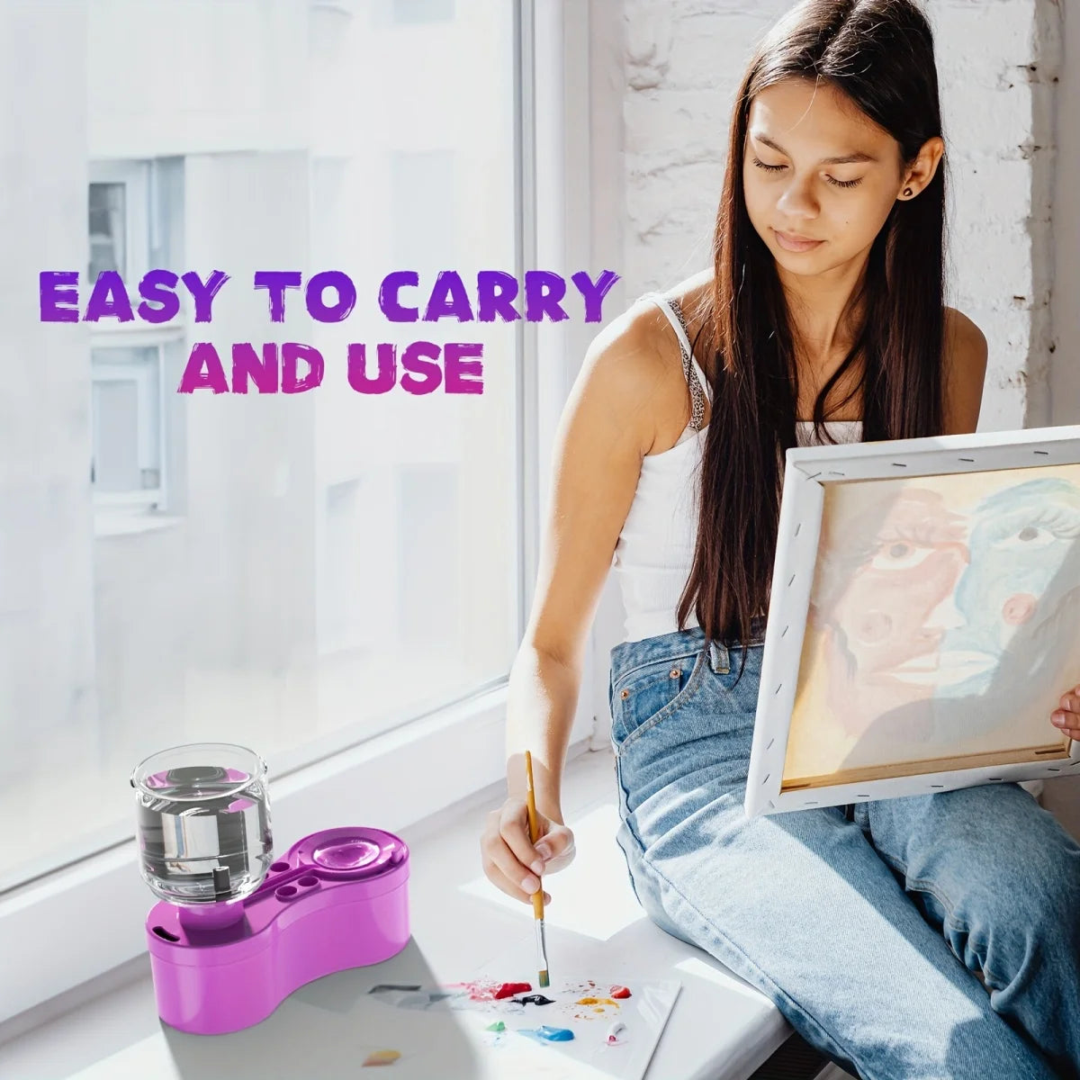 Nettoyeur de pinceau de peinture avec réservoir