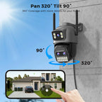 Caméra Surveillance Extérieure connectée PTZ Double Écran 8MP WiFi — Zoom 10X, Détection IA