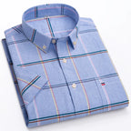 Chemise légère à carreaux et rayures pour hommes - 100% coton