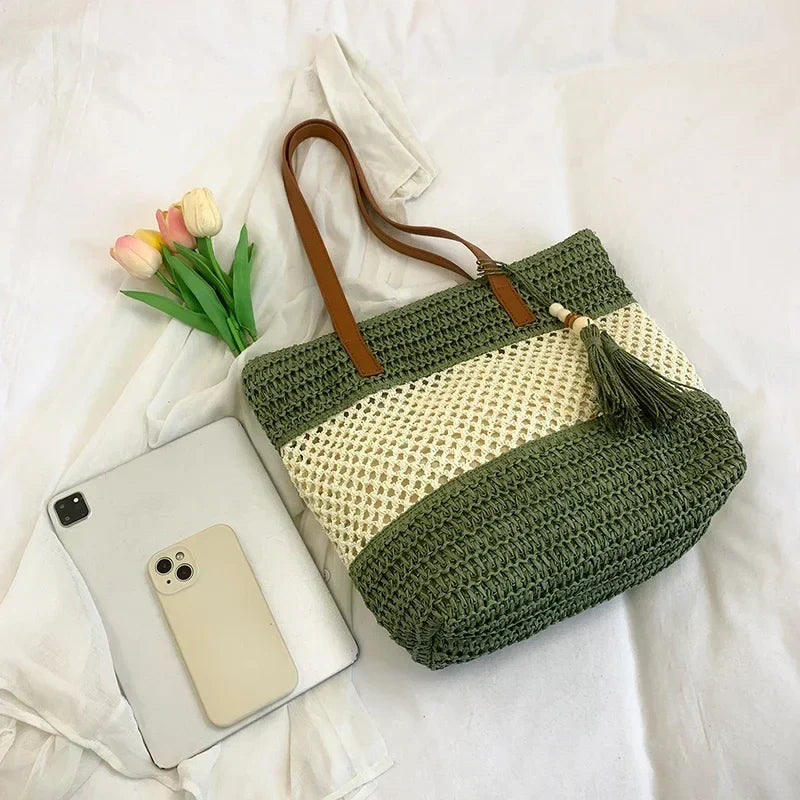 Grand Sac Fourre-Tout Bohème en Lin Tressé
