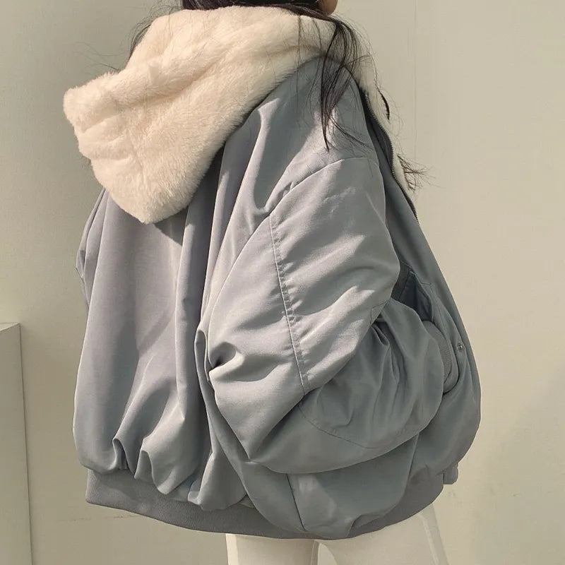 Veste à Capuche RÉVERSIBLE Intérieur Fourré