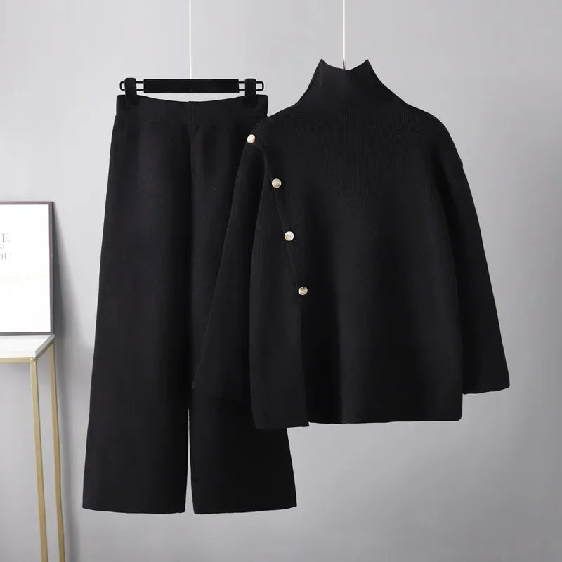 Ensemble Pull Col Montant Fendu et Pantalon Oversize