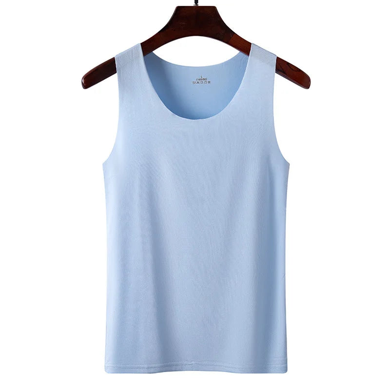 Camiseta sin mangas de seda helada sin costuras, modelo unisex