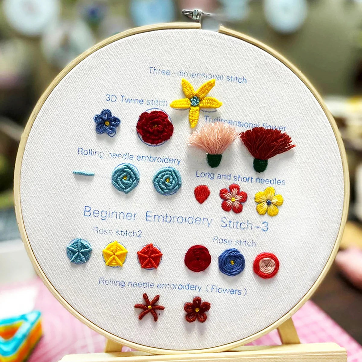 Pratique de point de broderie en Bambou - Kit complet 19 pièces