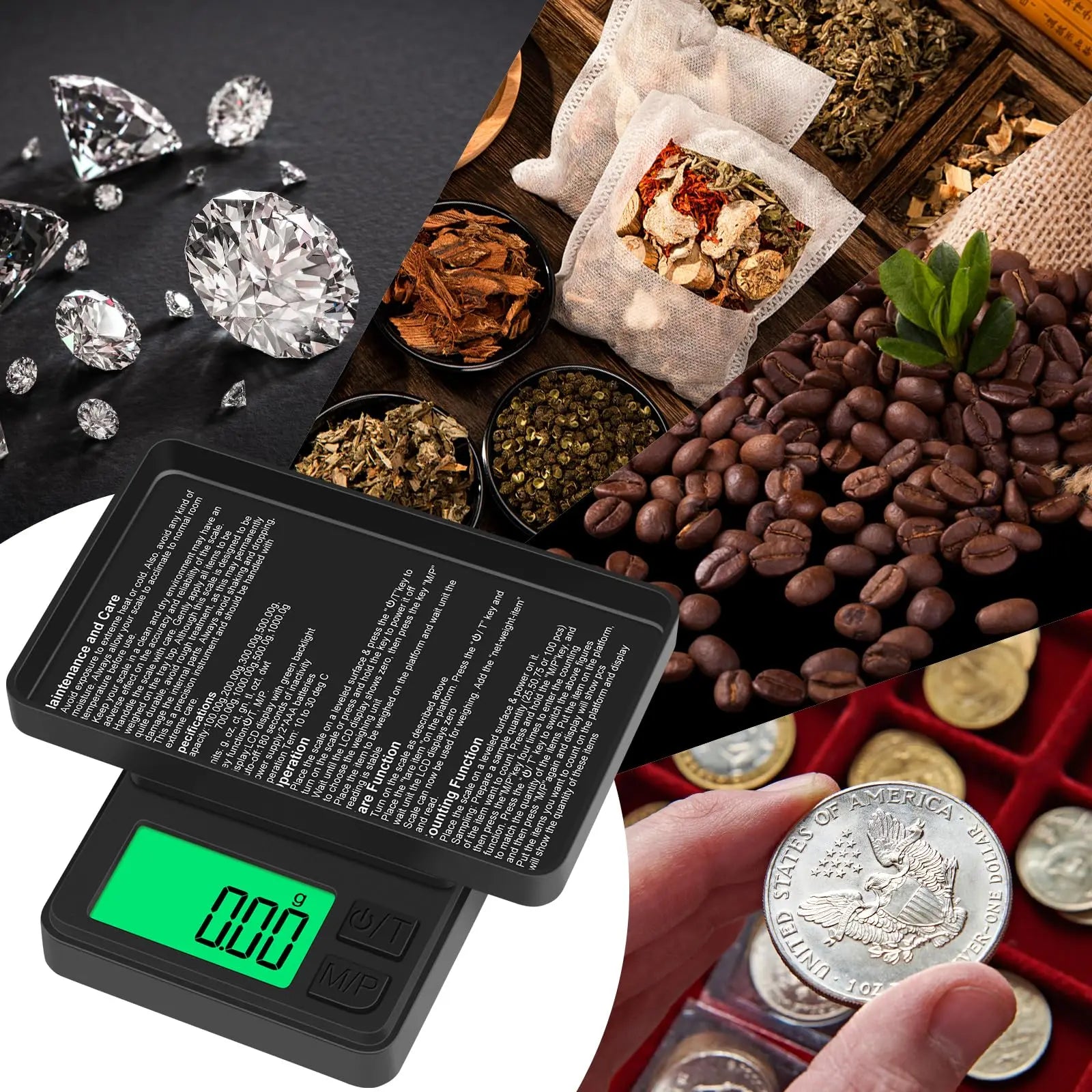 Mini Balance de Poche Rétro-Éclairée - 1KG MAX