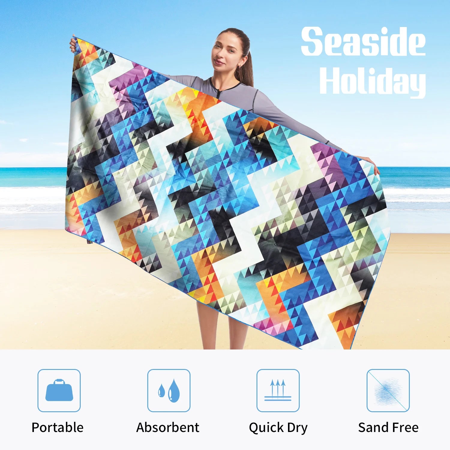 Serviettes de plage en microfibre - Ultra légères et séchage rapide + Boite de rangement