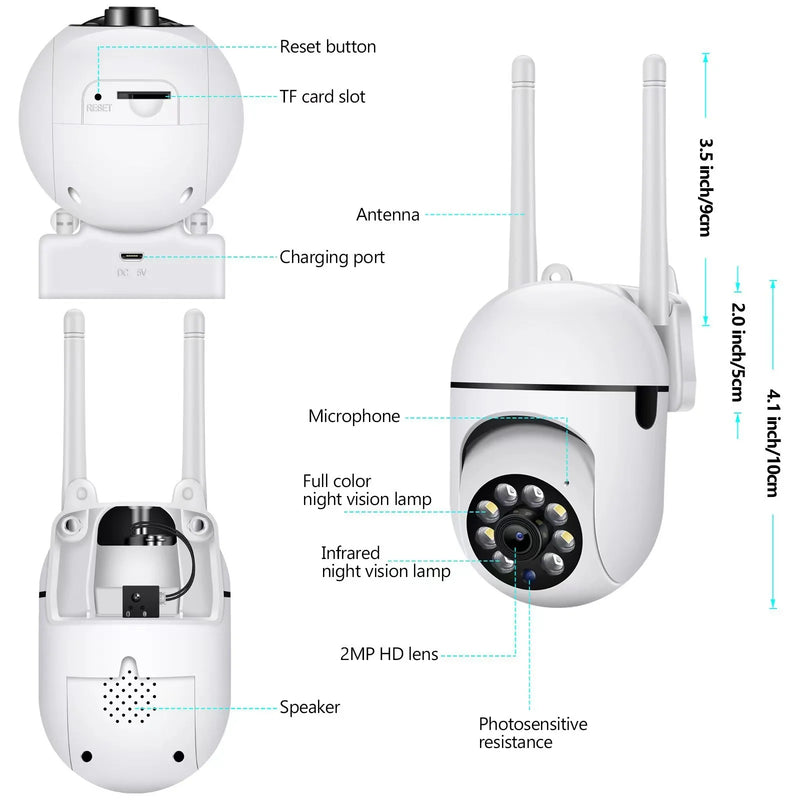 Caméra de surveillance extérieure IP WiFi HD 1080p 5G - 1 Achetée = 1 OFFERTE