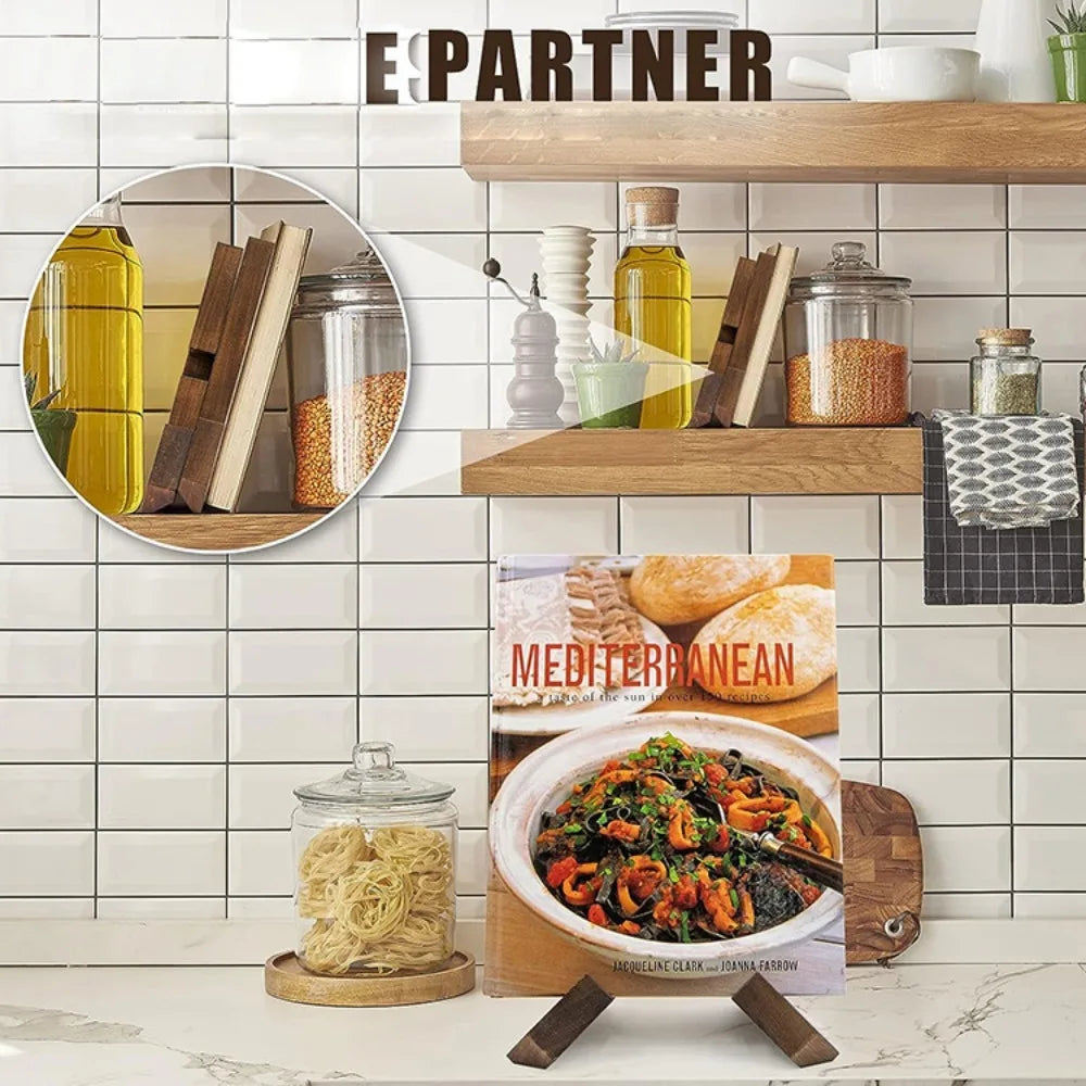 Porte Livre Recette en Bois pour Cuisine