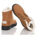 Bottes chaudes d'hiver à lacets en daim avec fourrure