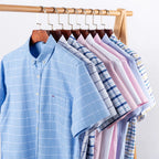 Chemise légère à carreaux et rayures pour hommes - 100% coton