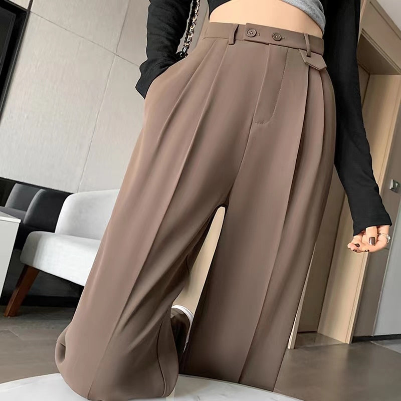 Pantalon décontracté ample taille haute