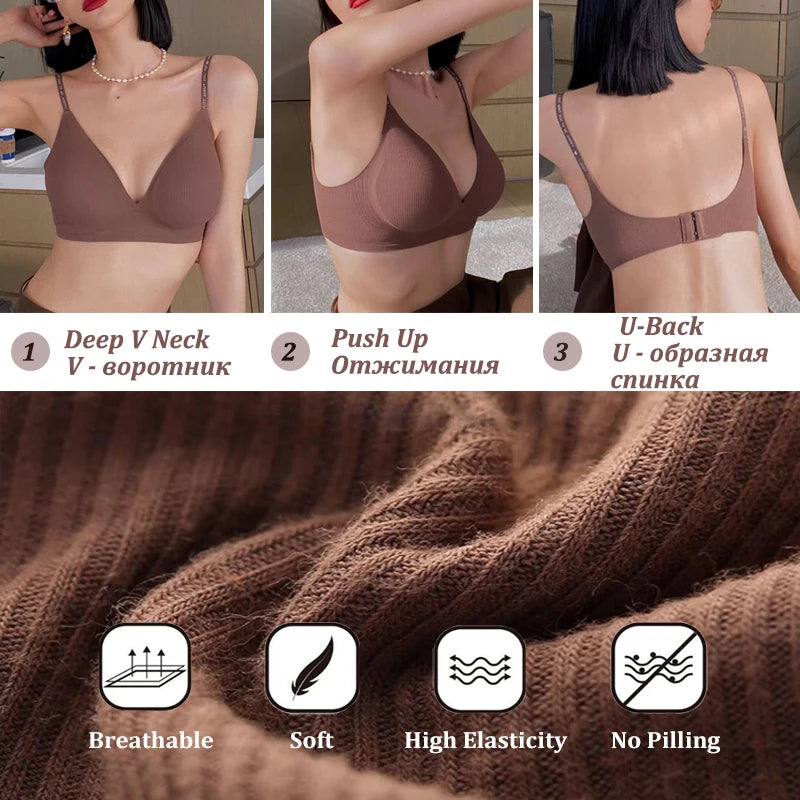 Soutien-gorge en Coton côtelé sans couture et sans armature