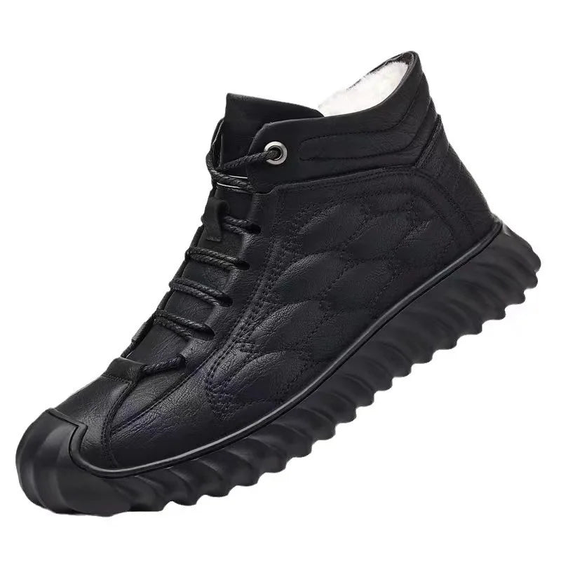 Bottes d'Hiver en Cuir PU Imperméables et à Doublure Chaude