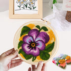 Kit de Broderie Punch Needle pour Adultes – Motifs Fleurs, Ensemble DIY Complet pour Débutants et Décoration Murale