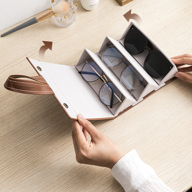 Étui à lunettes pliable avec compartiments