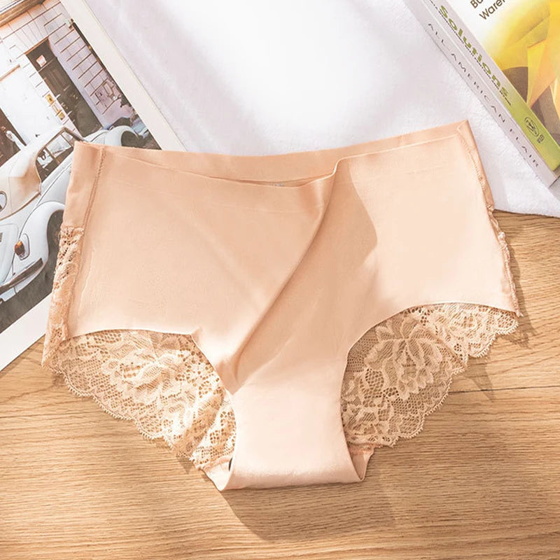 Lot de 6 Culottes en soie glacée invisibles avec dentelle