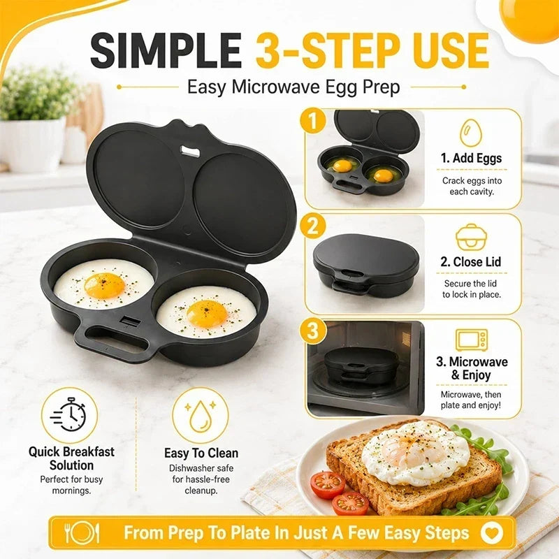 Cuiseur à Œufs Micro-Ondes Double – Moule Vapeur Rapide pour 2 Œufs