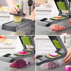 Mandoline - Hachoir 16 en 1 multifonctionnel avec récipient