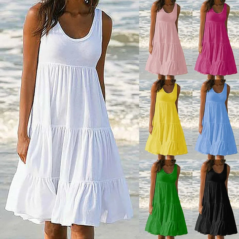 Robe mi-longue à bretelles dos nu fendue — femme