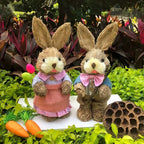 Lapin de Pâques Décoratif en Paille Tissé 35CM