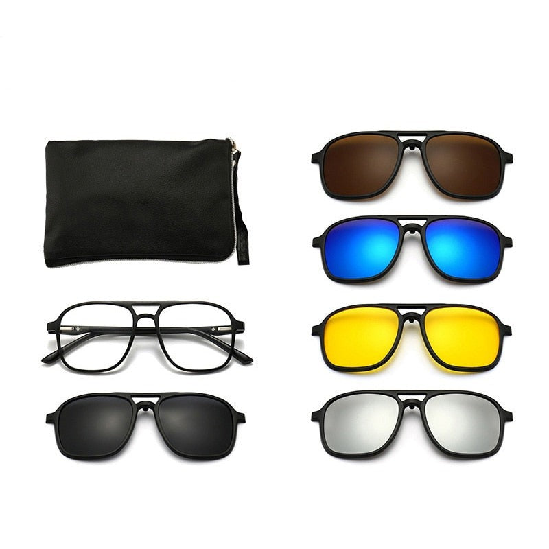 Lunettes de soleil polarisées magnétiques 6 en 1