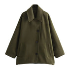 Manteau Classique Court à Grandes Poches Femme