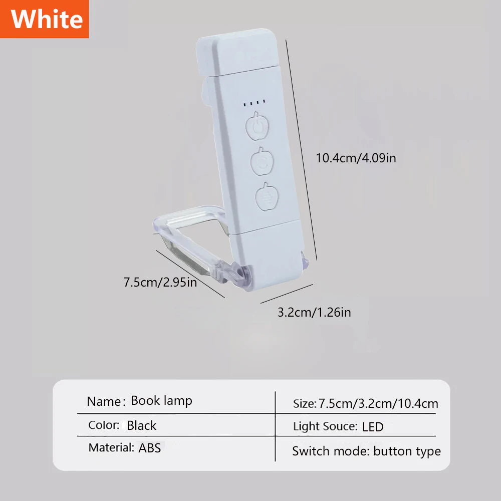 Mini Lampe à Clip de Lecture Portable - 3 Lumières + 5 Intensités