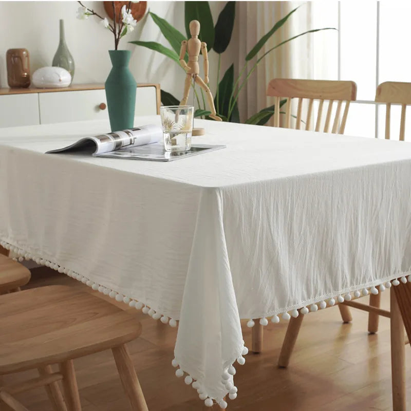 Nappe en Coton avec Pompons Style Bohème - 9 Couleurs & 12 Tailles