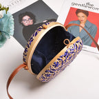 Sac rond en paille de bambou pour femmes