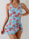 Tankini Maillot de Bain 1PC Effet Jupette à Motif